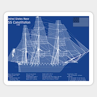 USS Constitution frigate blueprint plan - ABDpng Sticker